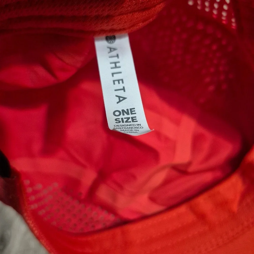 Athleta Womens Red Perforated Running Hat Adjustable Athletic Cap One Size